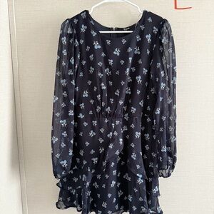 Source Unknown Black and Blue Floral Dress